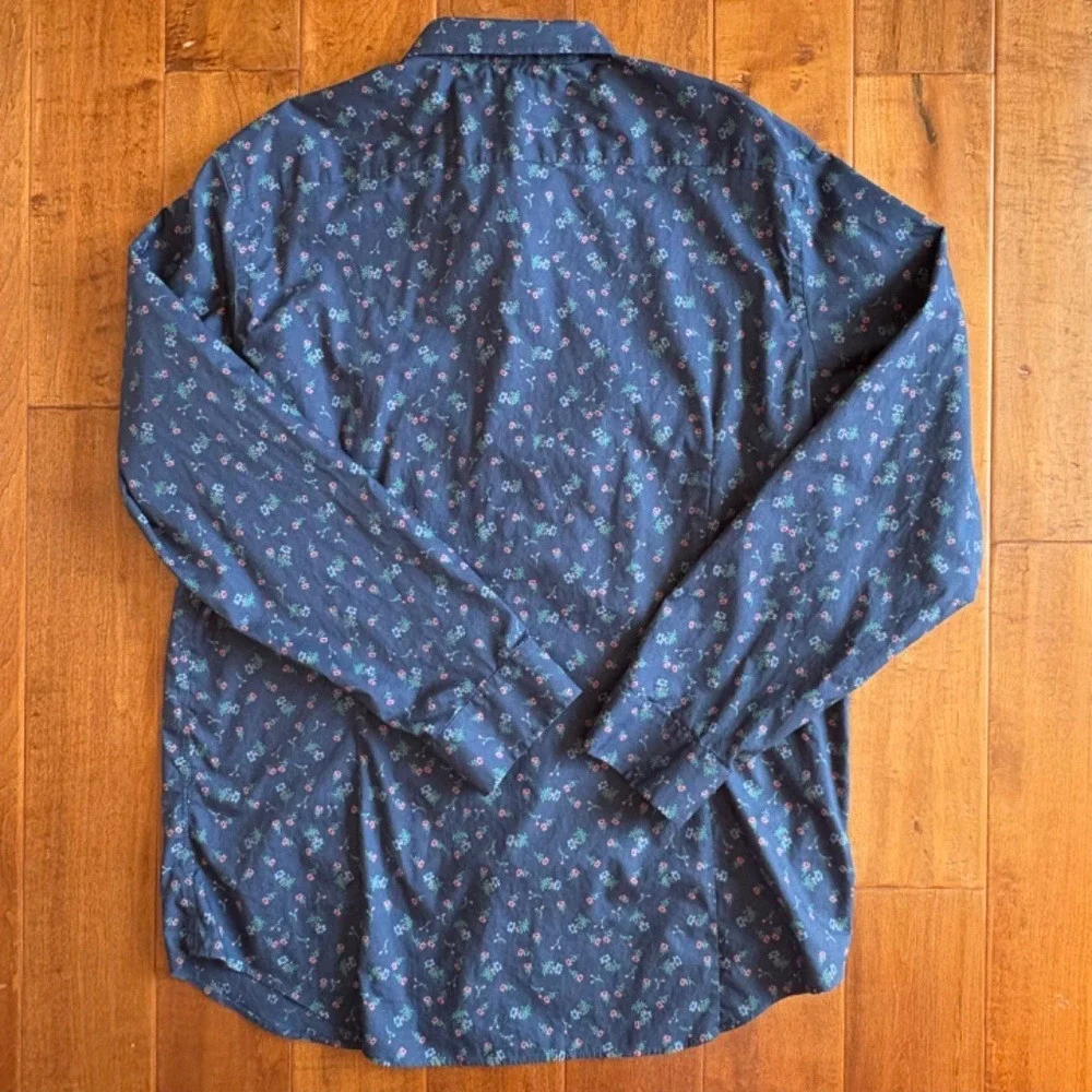 Banana Republic Button Down Floral Non-Iron Slim Fit, Mens‎ XXL Navy Blue